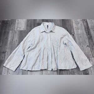 Dress to Kill Button Down Shirt Womens One Size Bell Sleeve Striped 100% Cotton